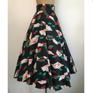 Simply gorgeous 1980's poker pin up John Henry designs swing skirt size 8.